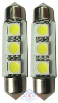Lâmpada Automotiva Led SMD Branco Torpedo 12V Teslla TL6418SMD Kit Led SMD