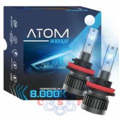 Kit Lmpada Farol Led R8 M7 Atom H3 35W 12V 7400 Lumens par 8000K Menor Lmpada do Mercado