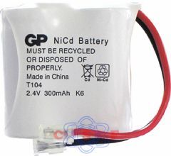 Bateria Recarregável para Telefone sem fio GP T104 2,4V 300mAh AA
