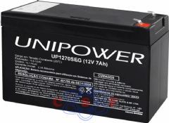 Bateria Selada Recarregável 12V 7A Unipower para Alarmes e Cerca Elétrica (não Serve para Nobreak)