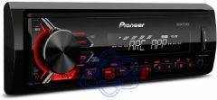CD Player MVH-198UI Pioneer Auto Rádio AM/FM, Controle remoto, Painel Destacável, Entradas USB e AUX