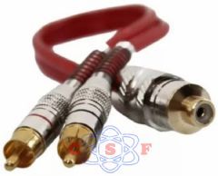 Cabo RCA Y 1 Femea + 2 RCA Macho E-tech Dupla Blindagem Blindado