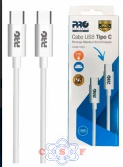 Cabo Tipo C + Tipo C Proeletronic 1 Metro para Recarga Celular e Sincronização CAUSB-100CC