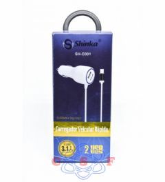 Carregador veicular Rápido Shinka 2 Usb 3.1a + Cabo com Plug V8 Fixo Sh-c001