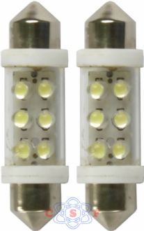 Lâmpada Automotiva Led Branco Torpedo Grande Cambo 6 Leds SMD Kit Duas Peças