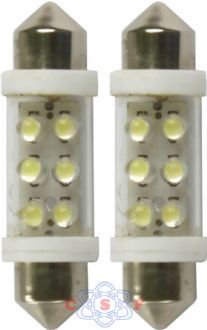 Lmpada Automotiva Led Branco Torpedo Grande Cambo 6 Leds SMD Kit Duas Peas