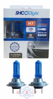 Lâmpada Automotiva Shock LighT tSuper Branca 8500k H7 Kit Duas Peças SL-120007SBBA