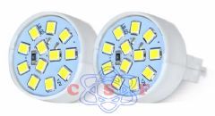 Lâmpada Autopli Automotiva Esmagada Grande T20 12 Leds SMD 2 polos Kit 2 Peças AL 614