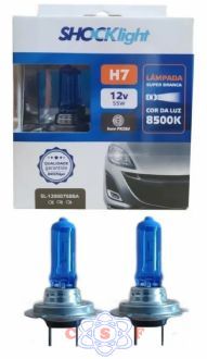 Lâmpada Shocklight Automotiva Super Branca H7 12Volts 55W Kit duas peças SL-1200075BBA