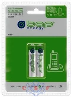 Pilha BAP Palito Recaregável AAA BAP-602 1,2Volts 650Mha