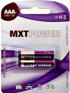 Pilha Palito Alcalina AAA MXT Power LR03 1,5V Blister 2pçs