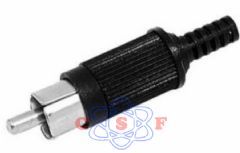 Plug Rca Macho Preto Com Rabicho Rígido