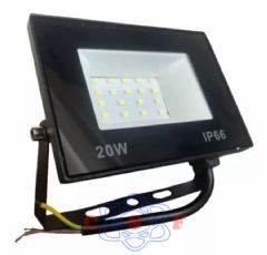 Refletor Holofot LED Slim 20 Watts Luz Branca 6500K Resistente a Agua e Poeira Preto