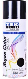 Tinta Spray Tek Bond Preto Brilhante Conteudo 350ml Peso Liquido 250 Gramas