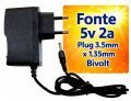 Fonte Netbit 5Volts 2,3 Amperes Plug 3,5mm X 1.35mm Bivolt Conversor etc. Plug Medio (+)